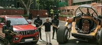 Anandmahindra takes out Prabhas' car Bujji for a spin!!